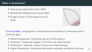 GeomScale's lightning talk at NumFOCUS projects summit 2025 | PDF