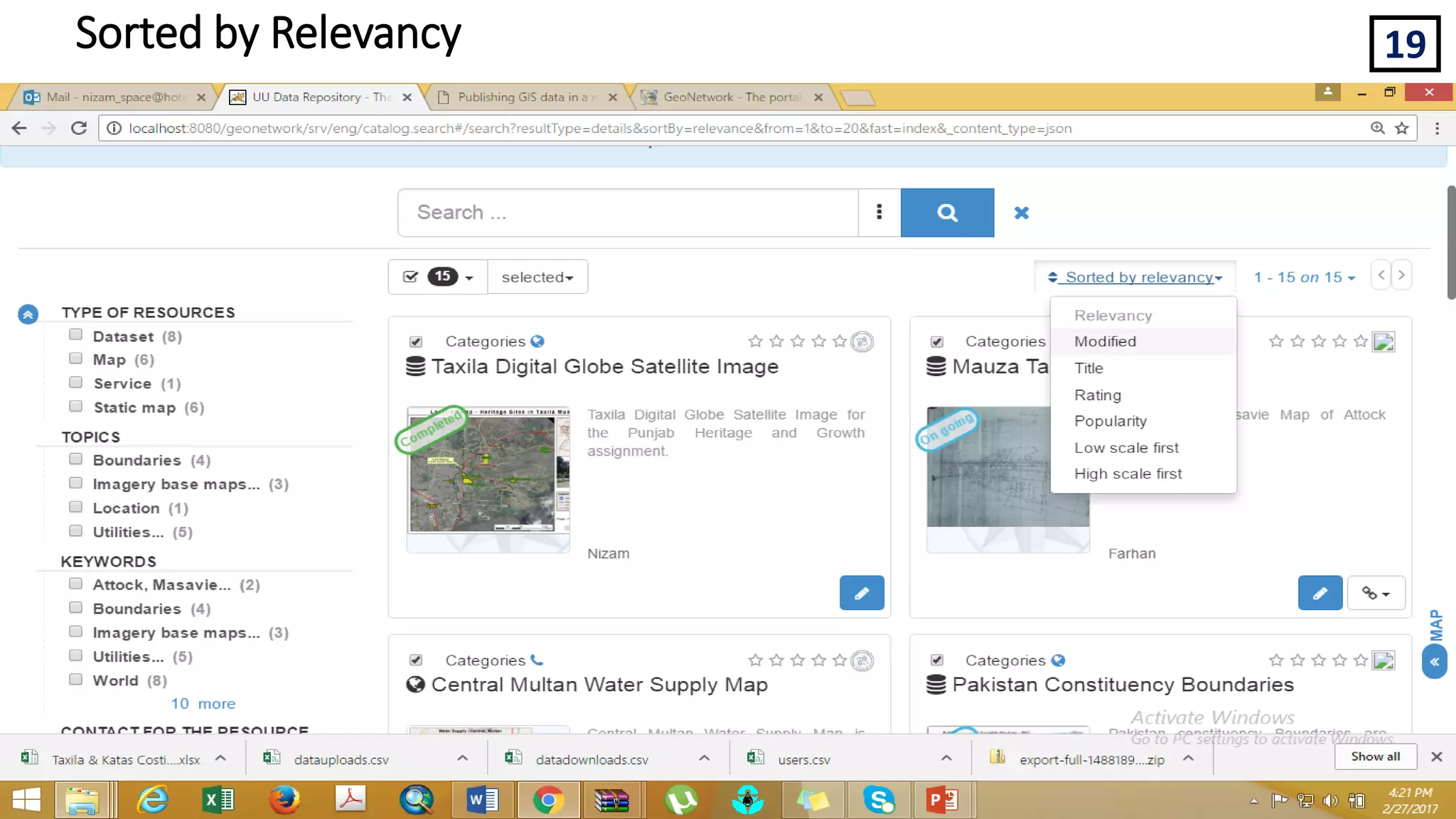 19
Geonetwork for Spatial Data
Sorted by Relevancy
 