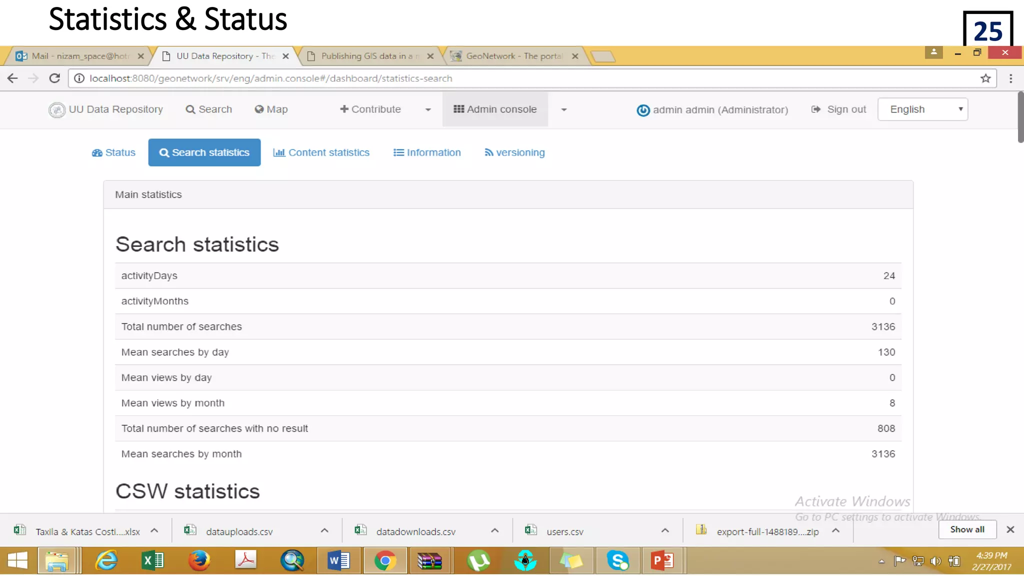 25Statistics & Status
 