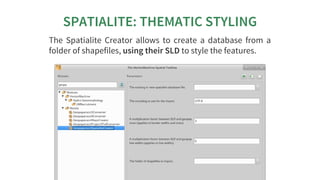 SPATIALITE:	THEMATIC	STYLING
The	 Spatialite	 Creator	 allows	 to	 create	 a	 database	 from	 a
folder	of	shapefiles,	usin...