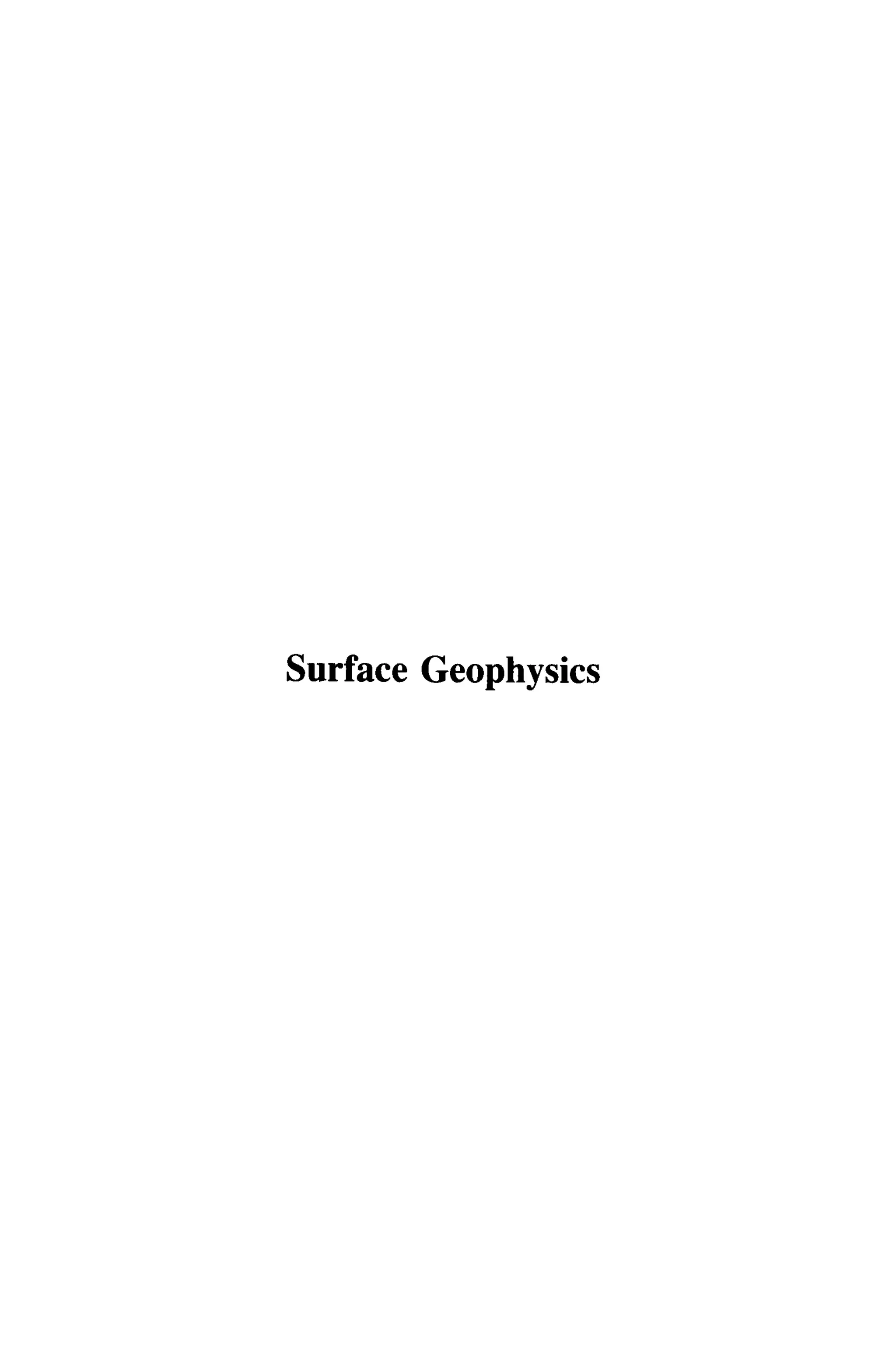 Surface Geophysics
 