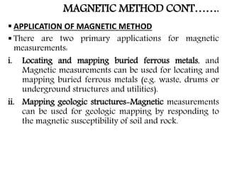 Magnetic Method Example Geophysical methods brief summary | PPTX
