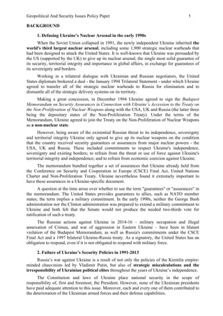 Geopolitical and Security Issues Policy Paper | PDF