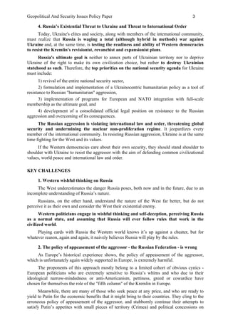 Geopolitical and Security Issues Policy Paper | PDF