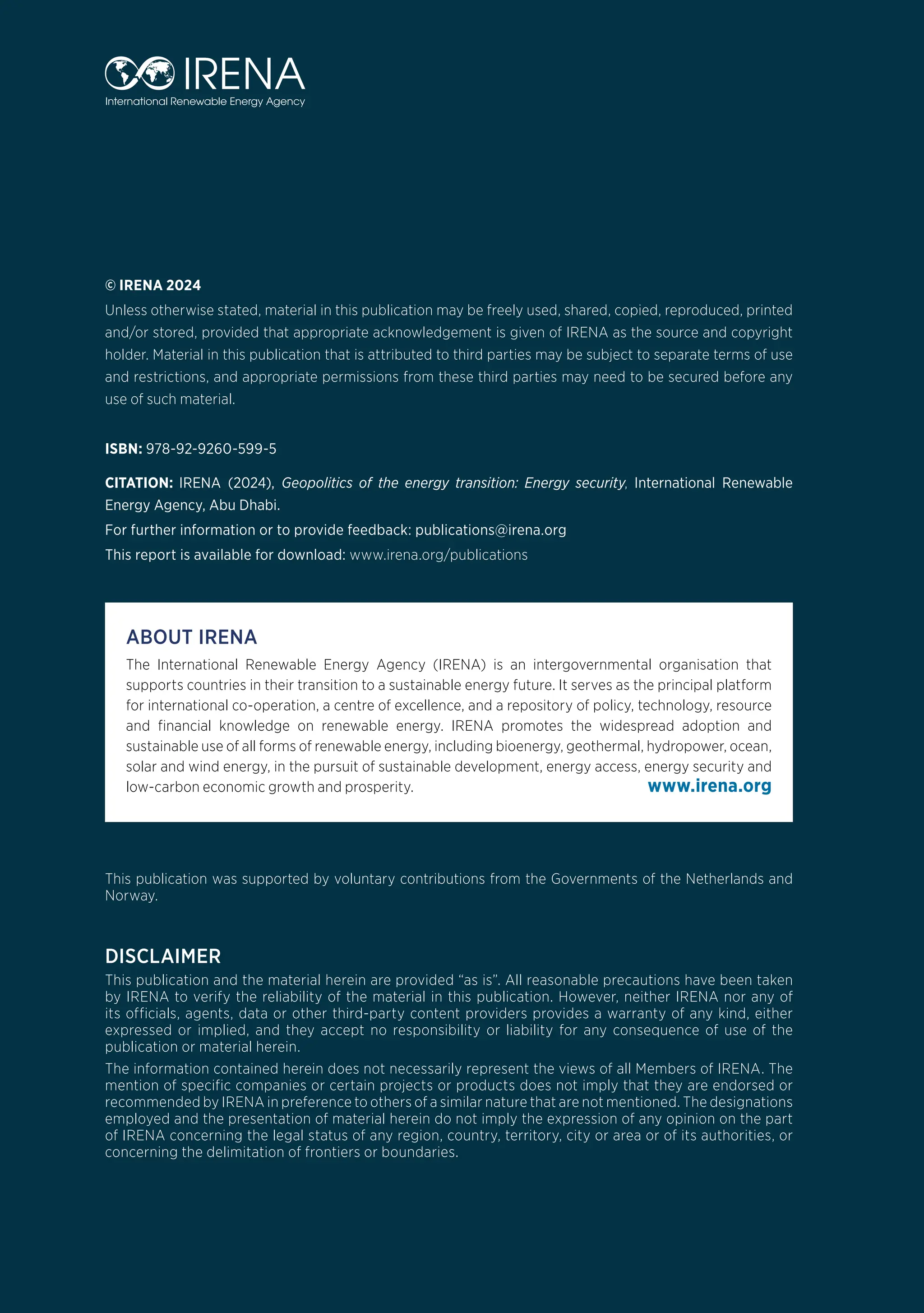 IRENA Geopolitics of the energy transition: Energy security | PDF