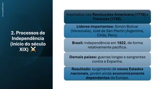 2. Processos de
Independência
(início do século
XIX)
www.jografia.com
Inspirados nas Revoluções Americana (1776) e
Frances...