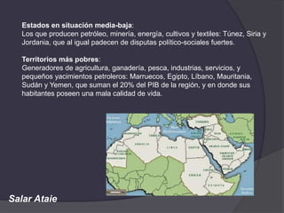 Salar Ataie
Estados en situación media-baja:
Los que producen petróleo, minería, energía, cultivos y textiles: Túnez, Siri...