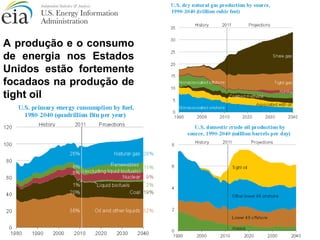 A produção e o consumo 
de energia nos Estados 
Unidos estão fortemente 
focadaos na produção de 
tight oil 
 