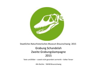 Staatliches Naturhistorisches Museum Braunschweig 2015
Grabung Schandelah
Zweite Grabungskampagne
2015
Alle Rechte : SNHM ...