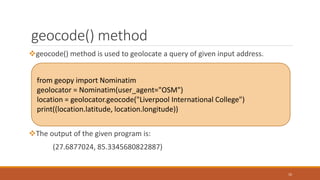 Geopy module in python | PPT