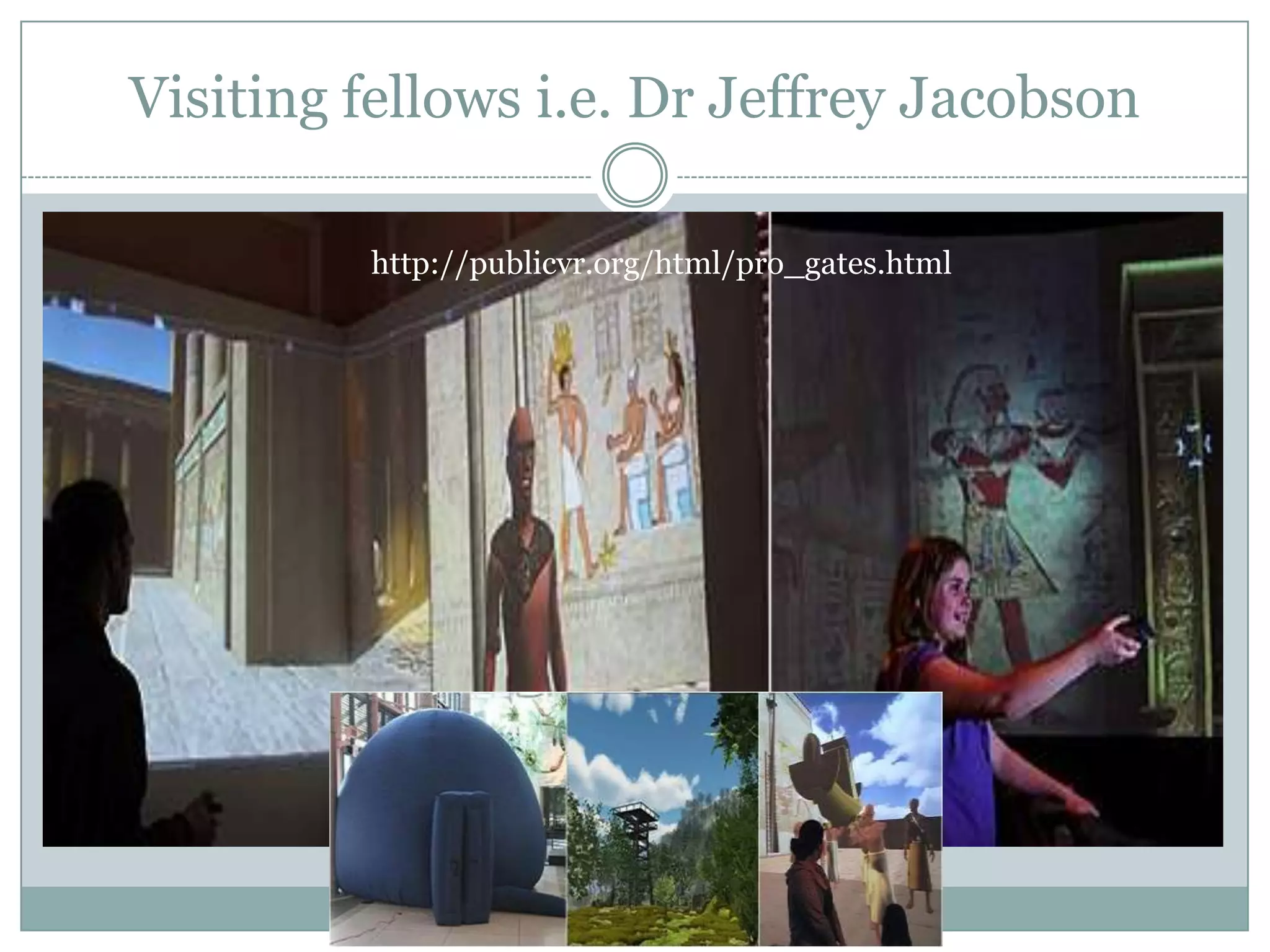 Visiting fellows i.e. Dr Jeffrey Jacobson
http://publicvr.org/html/pro_gates.html

 