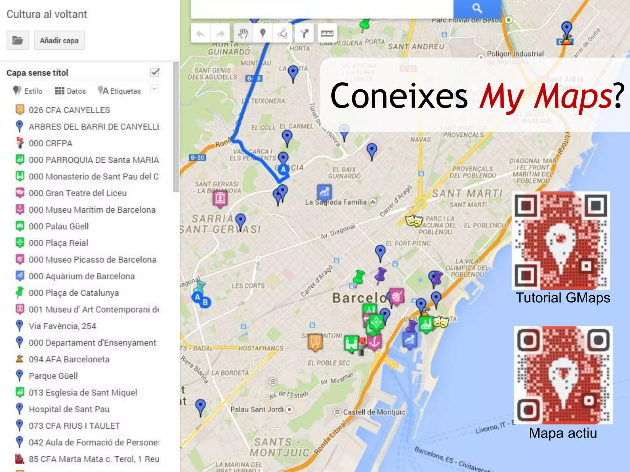 Coneixes My Maps? 
Tutorial GMaps 
Mapa actiu 
 