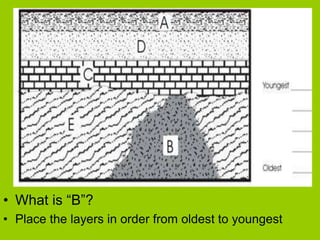 • What is “B”?
• Place the layers in order from oldest to youngest
 