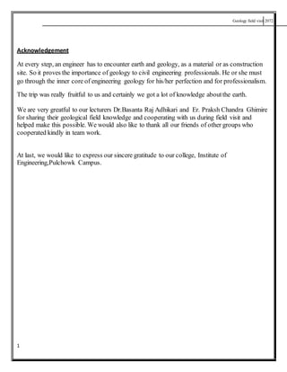 Engineering Geology I Report-MALEKHU | DOCX