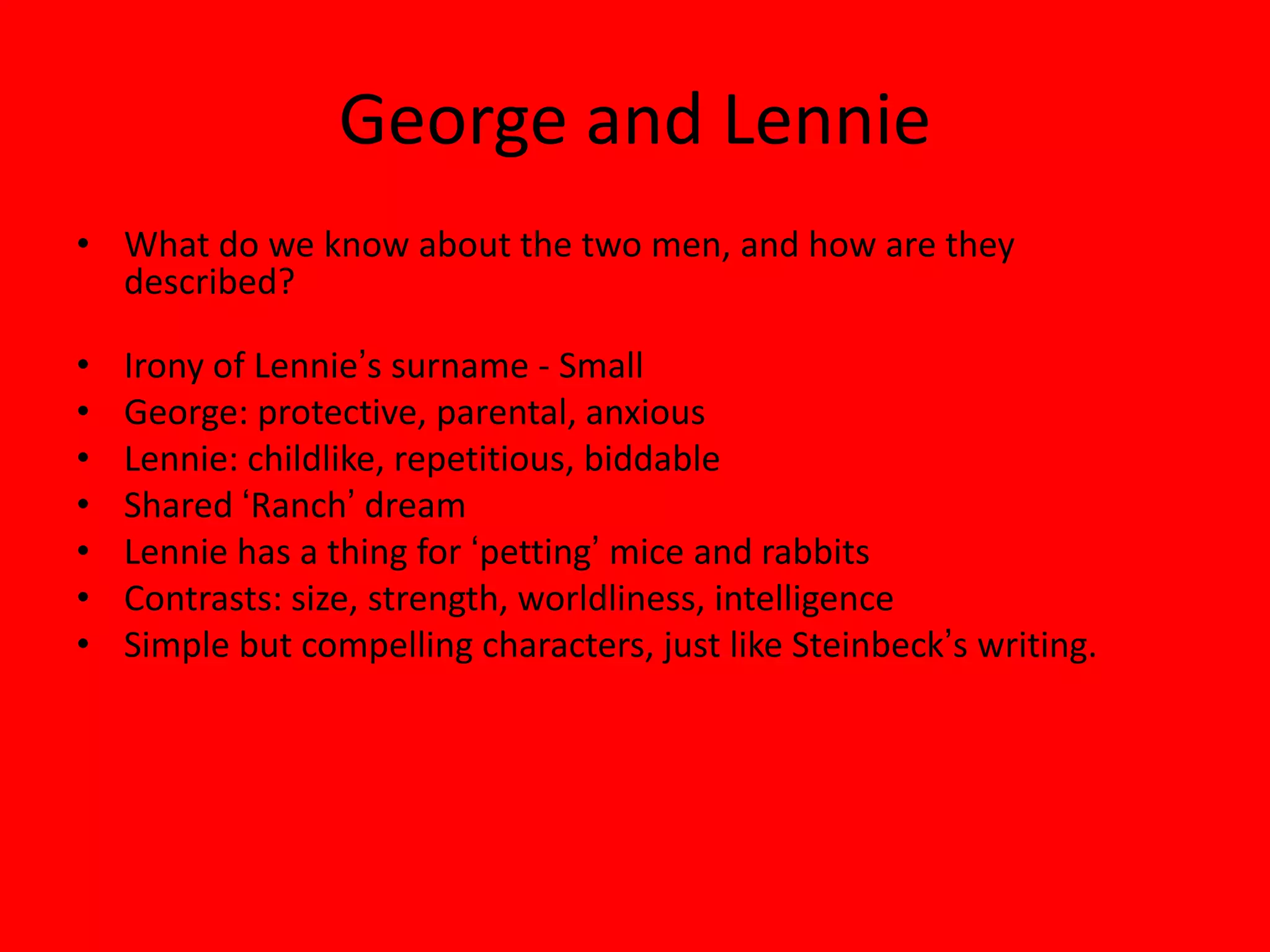 George And Lennie In Chapter 1 PPTX George And Lennie In Chapter 1 PPTX