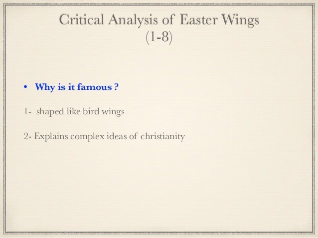 easter wings analysis george herbert easter wings analysis george herbert