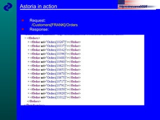 Astoria in action Request: /Customers[FRANK]/Orders Response: 