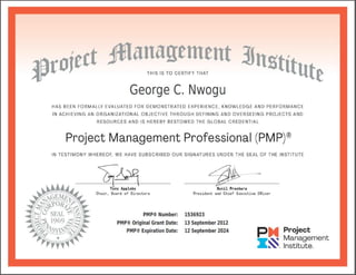 George nwogu pmp certificate