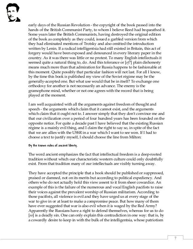 freedom of the press by george 1| in orwell’s freedom of the press, he says that english intellectuals claimed that animal farm ‘oughtn’t to have been published’ he says that they would. freedom of the press by george 1| in orwell’s freedom of the press, he says that english intellectuals claimed that animal farm ‘oughtn’t to have been published’ he says that they would.