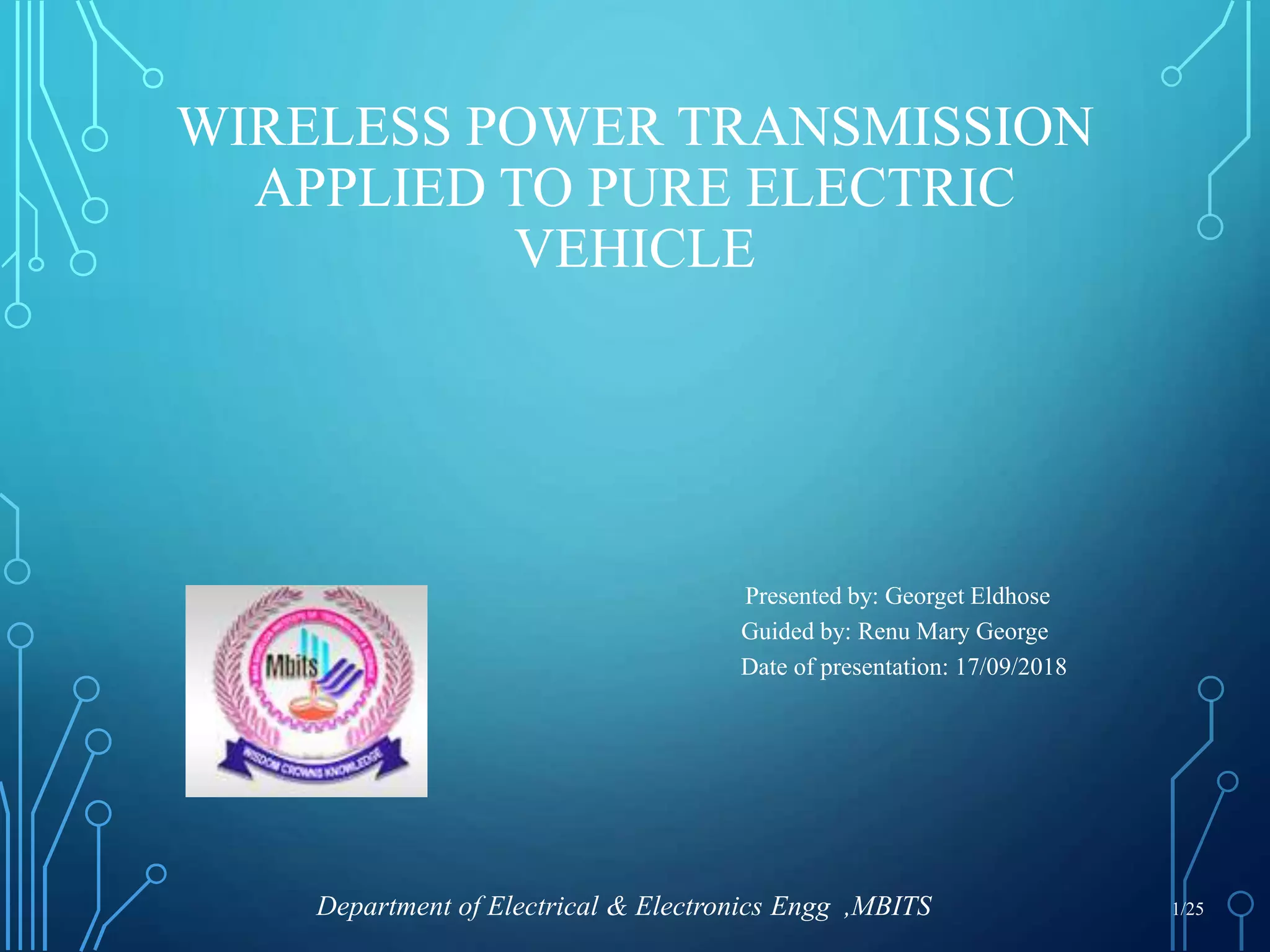 Wireless charging of Electric Vehicles (IEEE Paper 2017) PPT