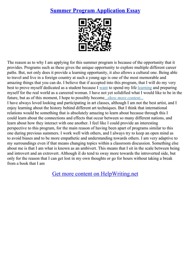 University Application Essay