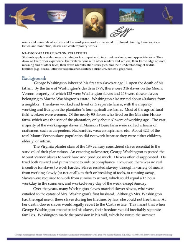 an introduction to the issue of slavery by george washington Slavery in america - how did the introduction slavery has been found throughout the history of the world most of the major empires in the world enslaved millions yet even so, many of them wanted to abolish slavery one example was george washington in 1786. an introduction to the issue of slavery by george washington Slavery in america - how did the introduction slavery has been found throughout the history of the world most of the major empires in the world enslaved millions yet even so, many of them wanted to abolish slavery one example was george washington in 1786.