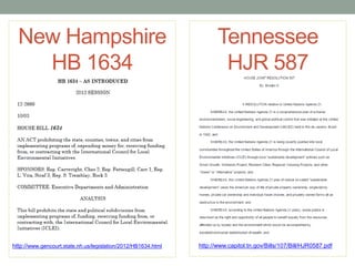 New Hampshire
HB 1634
http://www.gencourt.state.nh.us/legislation/2012/HB1634.html
Tennessee
HJR 587
http://www.capitol.tn.gov/Bills/107/Bill/HJR0587.pdf
 