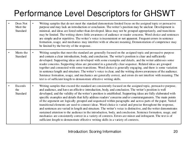 High school level writing