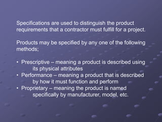 Project Specifications and Building Code | PPTX