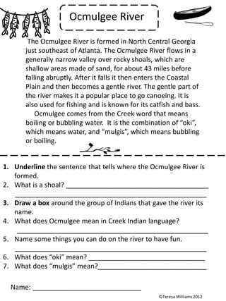 Georgia Rivers Worksheet Georgia rivers | PDF