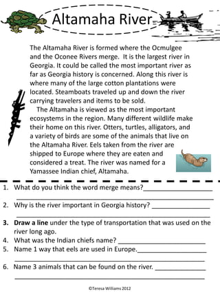 Georgia Rivers Worksheet Georgia rivers | PDF