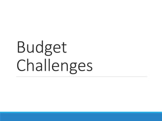 Budget
Challenges
 