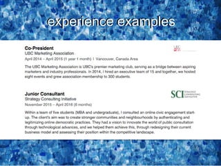 experience examplesexperience examples
 