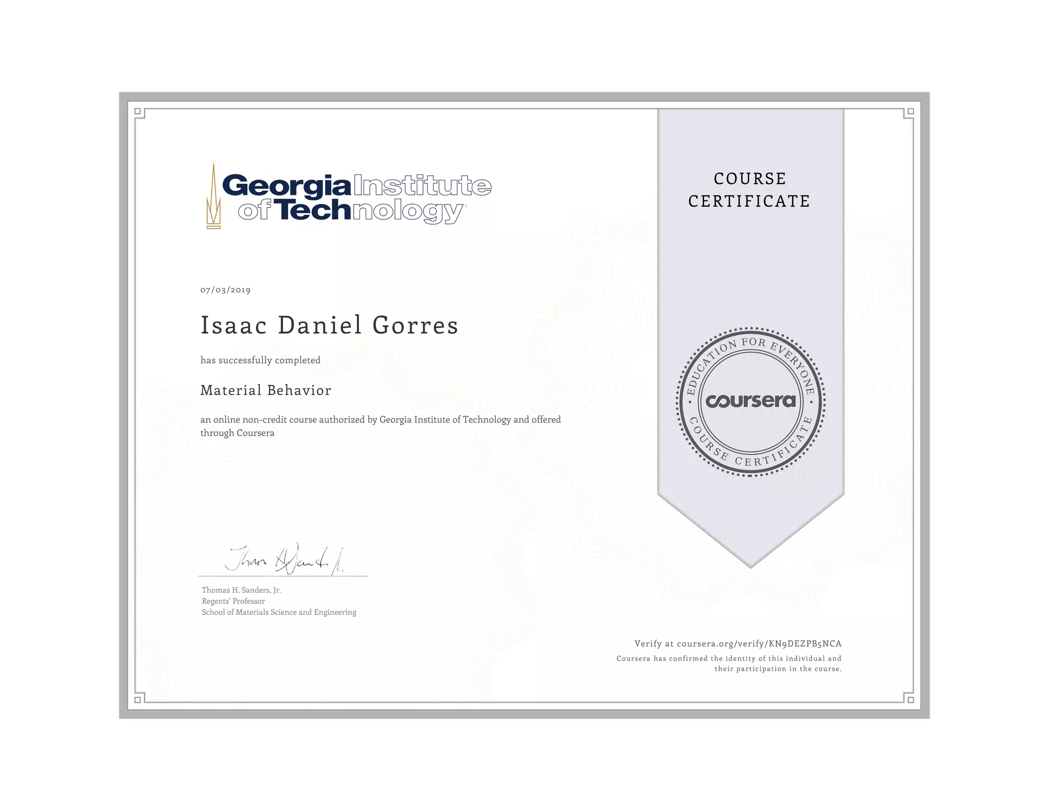 Tech MOOC Certificate PDF