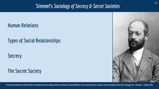 Georg Simmel’s Sociology of Secrecy & Secret Society | PDF