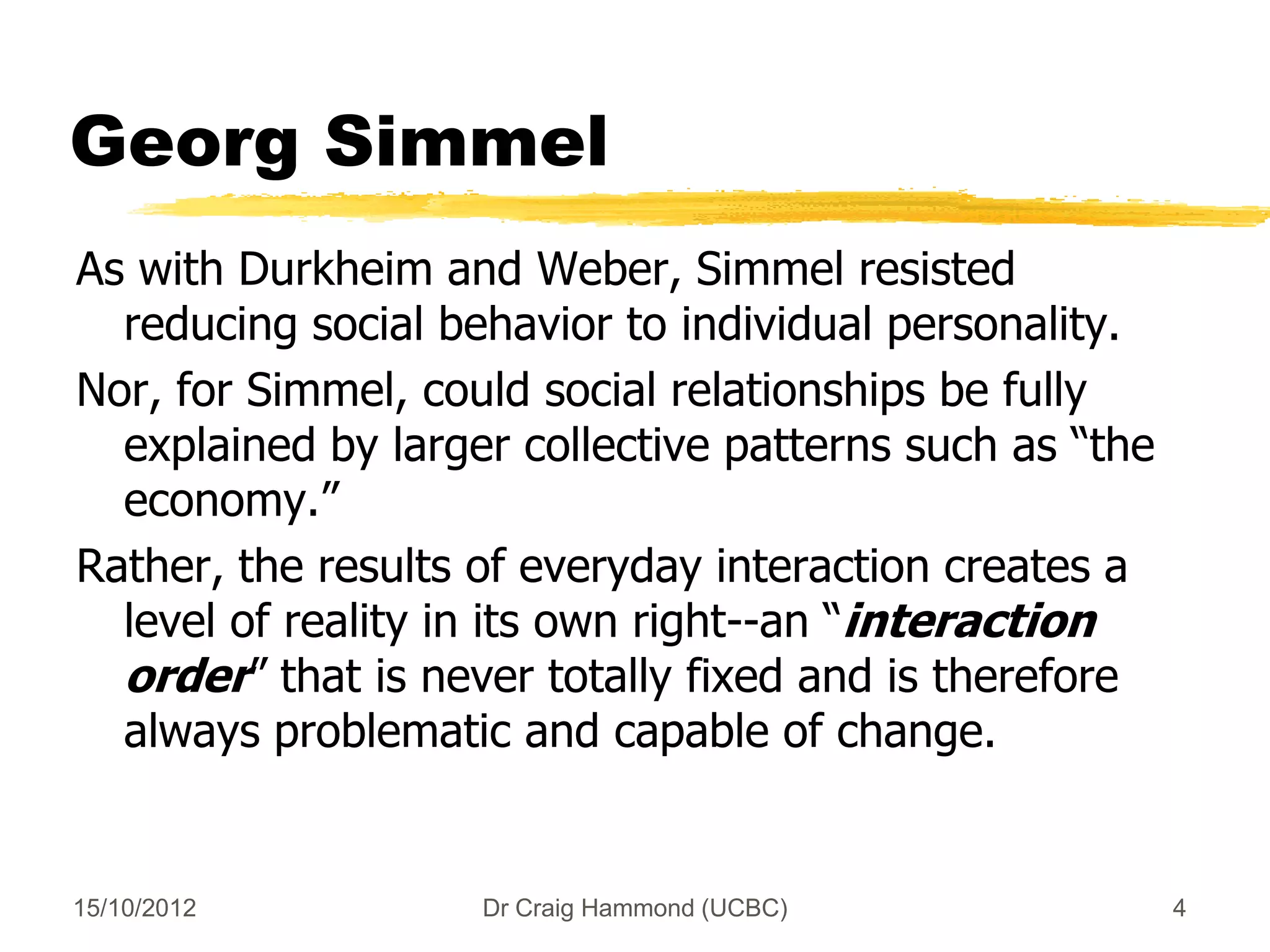 George Simme Georg Simmel Mod2Pmod week 3 | PPTX