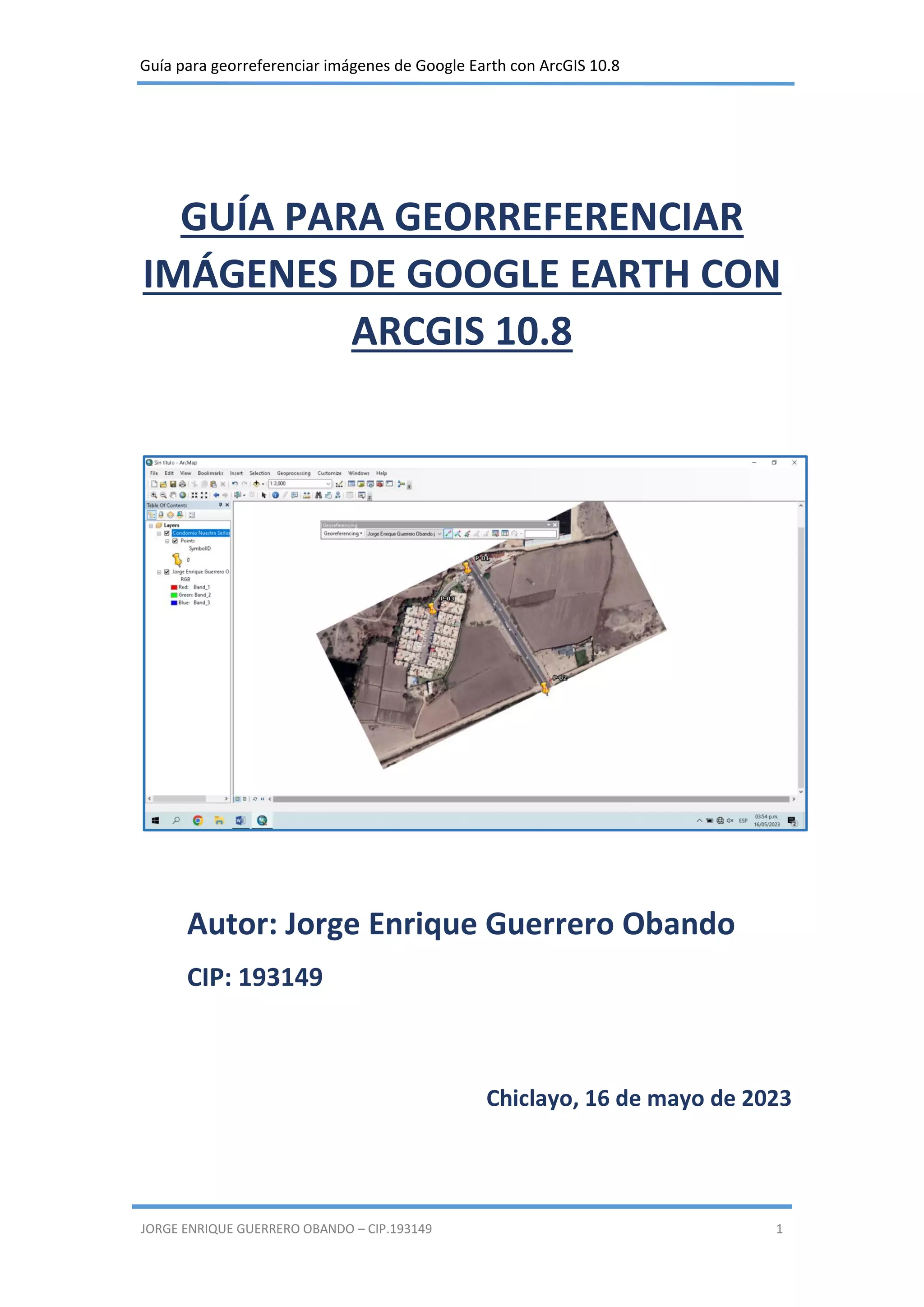 Georreferenciar Google Earth ArcGIS 10.8 PDF