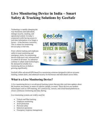 Geosafe Live Monitoring Device In India Geosafe | PDF