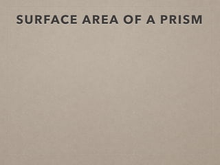 SURFACE AREA OF A PRISM
 
