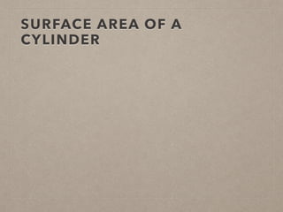 SURFACE AREA OF A
CYLINDER
 