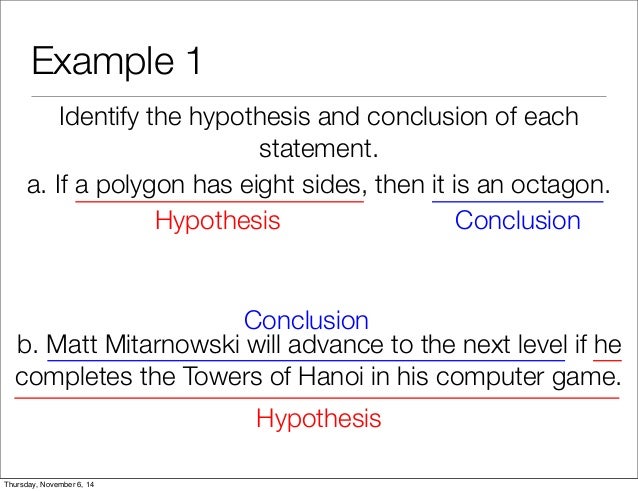 identify the hypothesis and the conclusion