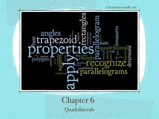 Chapter 6
Quadrilaterals
Created at wordle.net
 