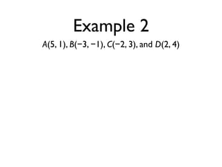 Example 2
A(5, 1), B(−3, −1), C(−2, 3), and D(2, 4)
 