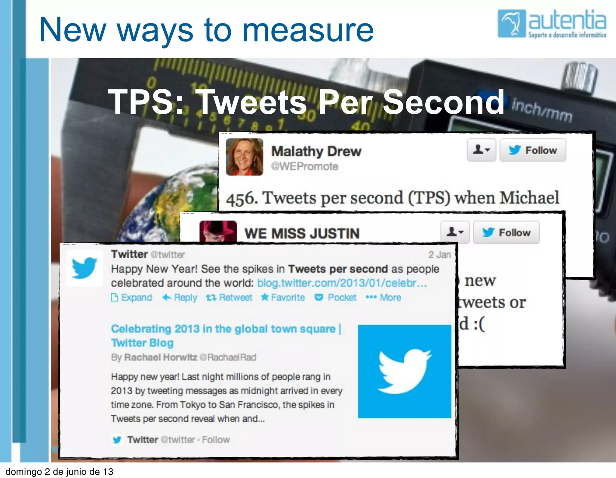 www.autentia.com
New ways to measure
TPS: Tweets Per Second
domingo 2 de junio de 13
 