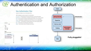 Authentication and Authorization 
Fully pluggable! 
 