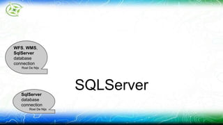 SQLServer 
WFS, WMS, 
SqlServer 
database 
connection 
Roel De Nijs 
SqlServer 
database 
connection 
Roel De Nijs 
 