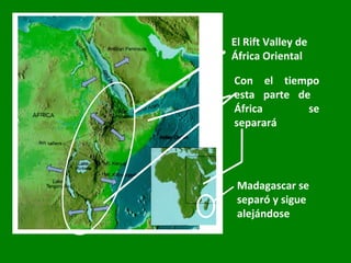 El Rift Valley de África Oriental Con el tiempo esta parte de  África se separará Madagascar se separó y sigue alejándose 
