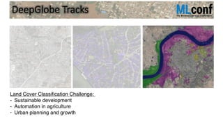 DeepGlobe Tracks
Land Cover Classification Challenge:
- Sustainable development
- Automation in agriculture
- Urban planning and growth
 