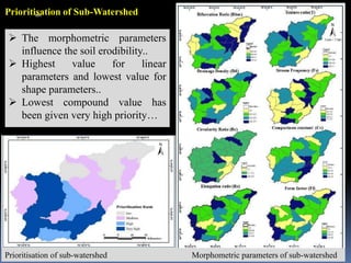 Prioritisation of sub-watershed Morphometric parameters of sub-watershed
Prioritisation of Sub-Watershed
➢ The morphometric parameters
influence the soil erodibility..
➢ Highest value for linear
parameters and lowest value for
shape parameters..
➢ Lowest compound value has
been given very high priority…
IBK
https://www.linkedin.com/in/dribrahimbathisk/
 