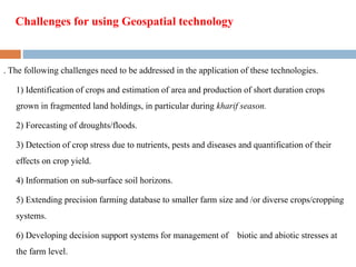Intermediate Technology Examples Geography role of Geospatial technology in agriculture | PPTX